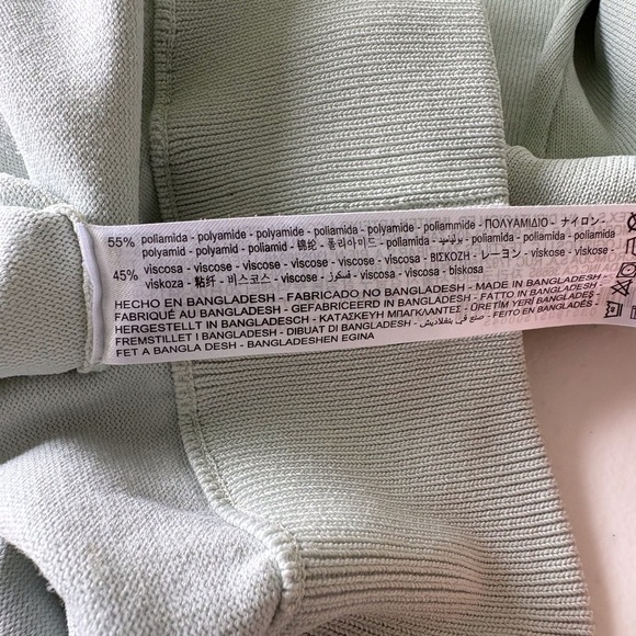 Zara Hooded Sweater Mint Green Size L Pullover Long Sleeve Ribbed Cuffs Stretch - Picture 6 of 8